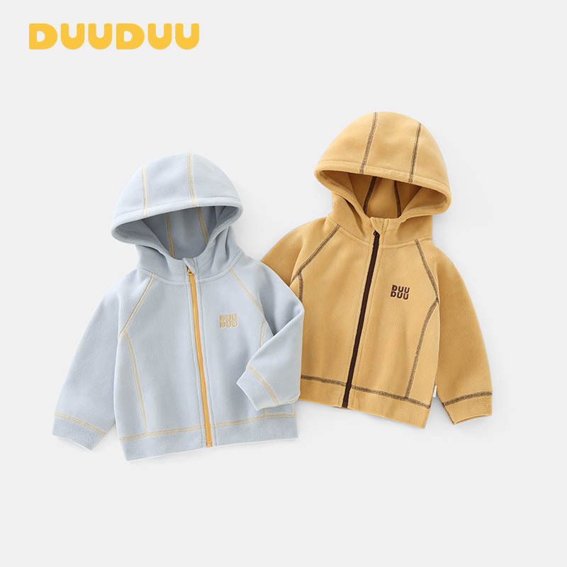 Duuduu Baby Boys and Girls Fleece-Lined Clothes, Baby Sweatshirts, Kidsren's Jackets, Korean Style Autumn and Winter Fleece-Lined Kidsren's Jackets