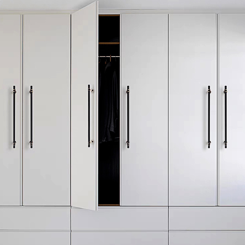 De gama alta alargado negro Mango moderno minimalista armario cajón nórdico Luz de lujo oro barra redonda manija de la puerta image 6
