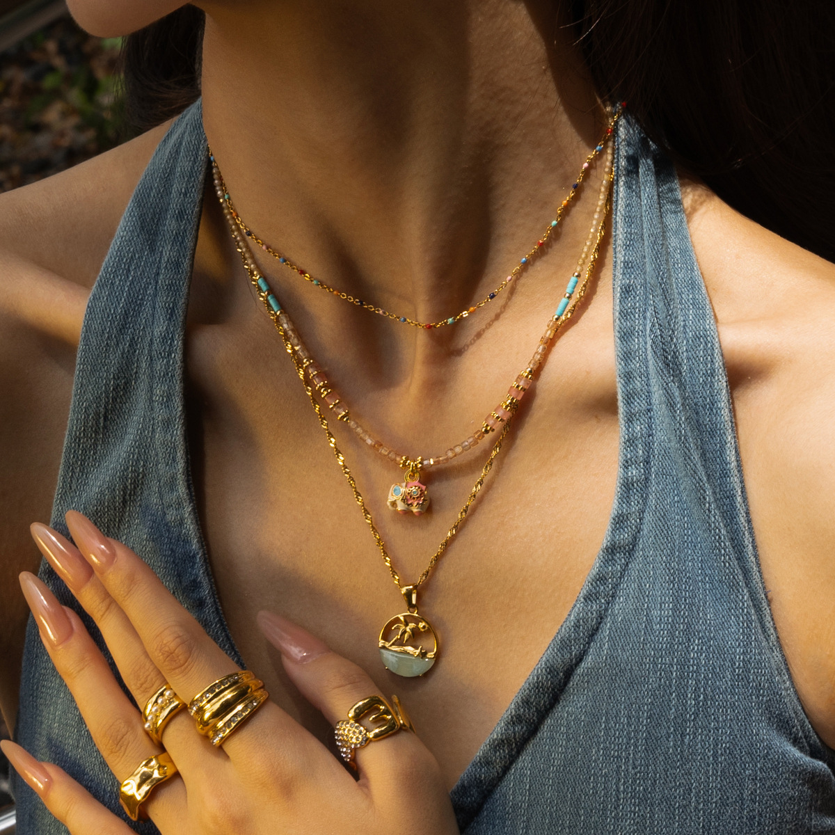 TENA Europa y América moda para mujeres collar de lujo ligero nicho estilo de diseño clavícula de joyería de venta caliente transfronteriza