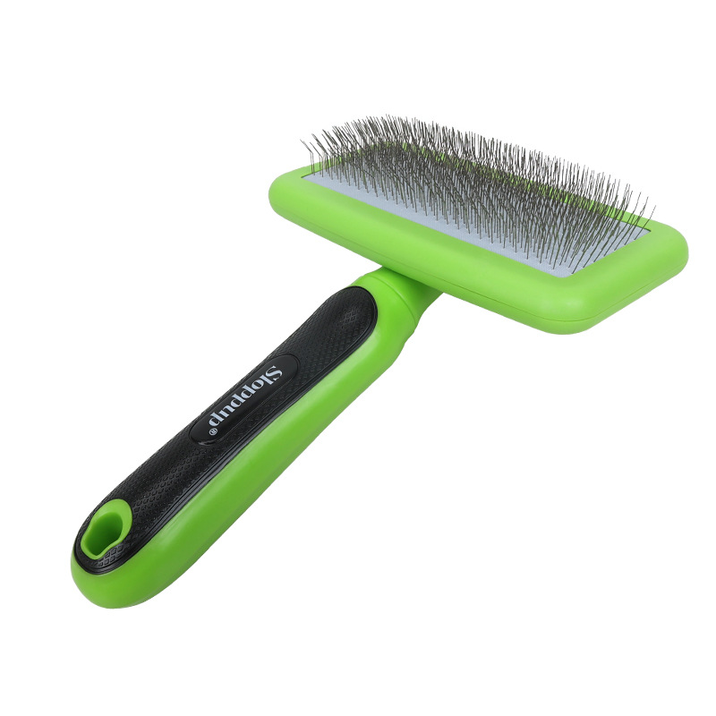 Peine para mascotas verde y negro, peine de agujas para desenredar, desenredar el pelo y eliminar el pelo suelto, peine para perros Teddy Golden Retriever, fabricante de peines para mascotas