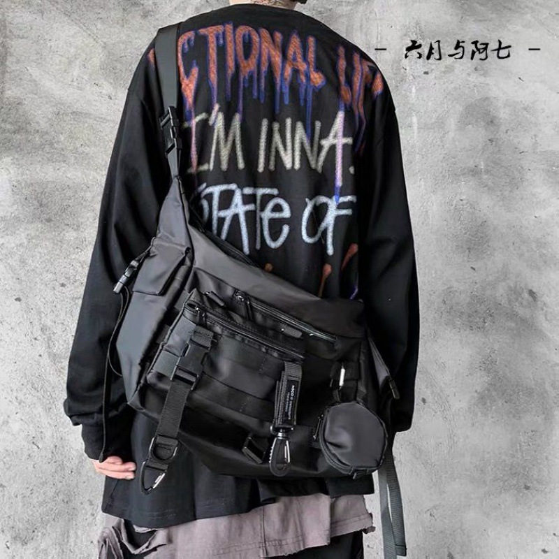 Bolso de herramientas funcional lona japonesa de gran capacidad ins Trend Women Tactical Brand Hip Hop Boys Bandolera