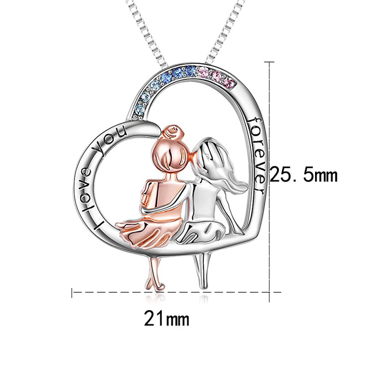8g Weight Zircon Inlay Material 925 Sterling Silver Zircon Plating Inlay Heart Shape Pendant Necklace
