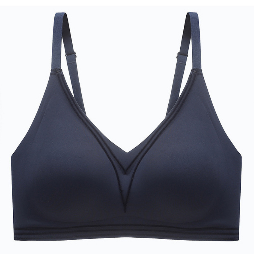 Aminoácido flocado línea jalea ropa interior de látex de las mujeres sujetador inalámbrico sin costuras push up soporte superior sujetador del sueño