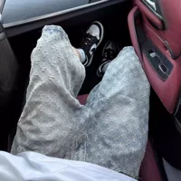 Жаккардовые джинсовые шорты в американском стиле ретро с принтом по всей поверхности, мужские летние тонкие брюки в стиле хип-хоп, модные брендовые брюки с пятью точками