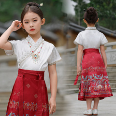 Children's Guofeng Mamian Skirt Single Top Summer Girls Baby Ethnic Costume Open Jacket