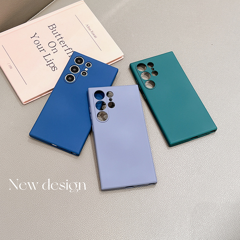 Coque souple de couleur unie pour téléphone Samsung S23, bord droit, Ultra liquide, S24_voghion.com