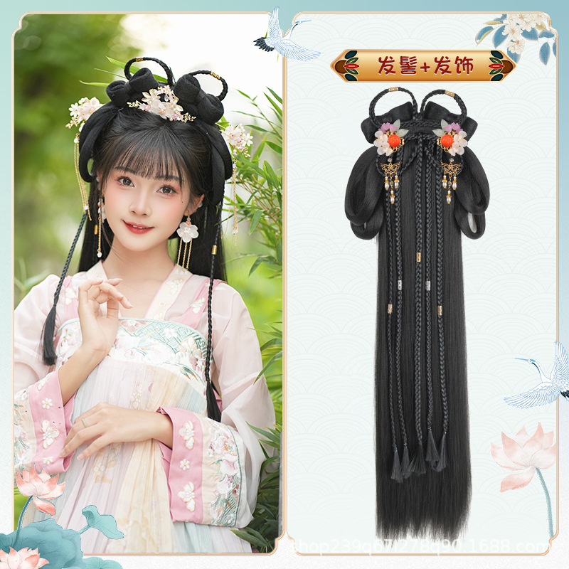 땋은 머리 + 감 진주 헤어 액세서리 한 쌍