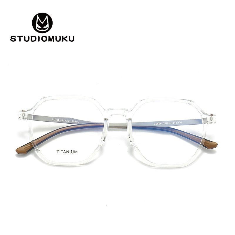 STUDIOMUKU gafas frescas de madera elegante puro titanio transparente polígono marco gafas vintage image 4