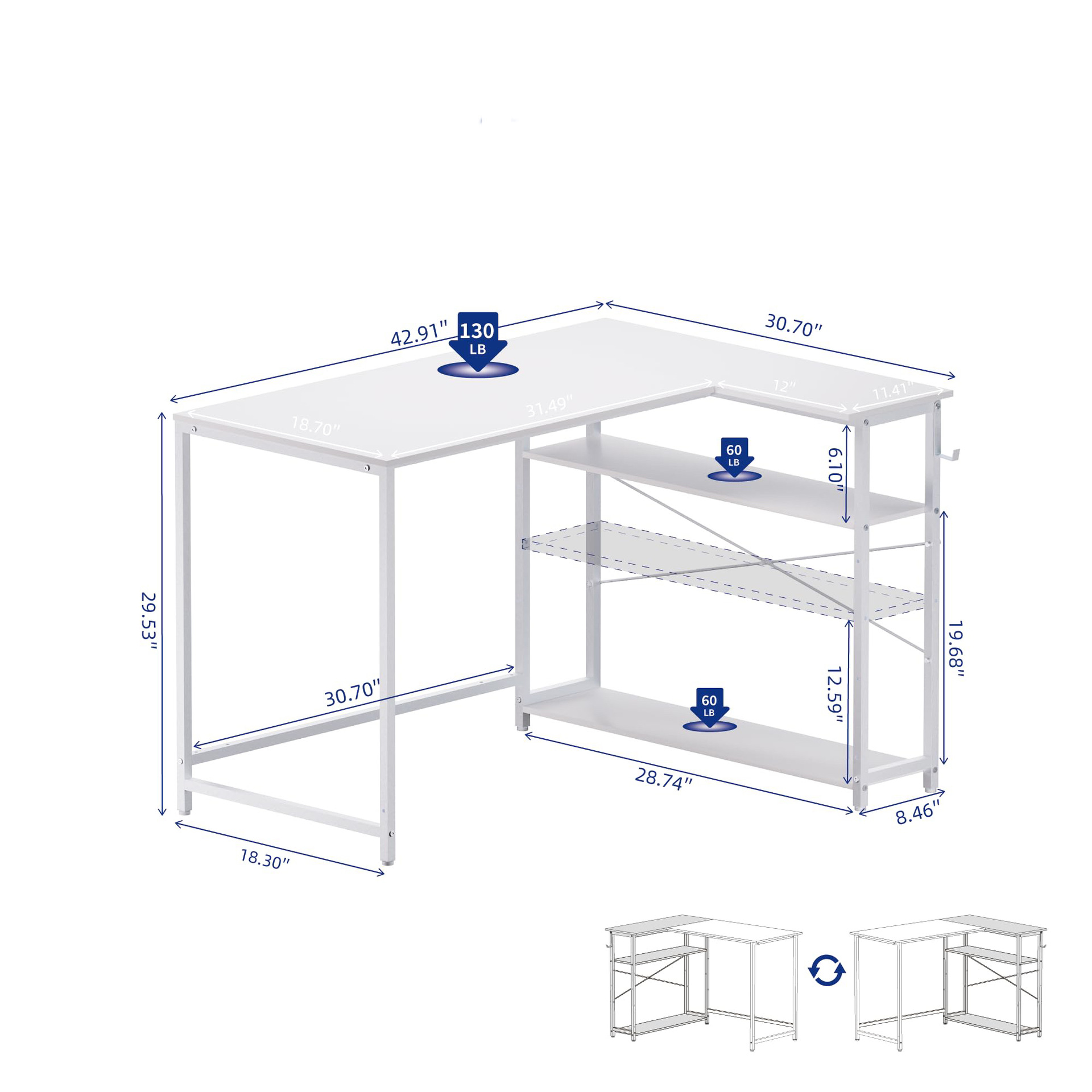 Escritorio de computadora personalizado de comercio exterior minimalista en forma de L, escritorio de dormitorio pequeño tipo de casa con tabla de esquina