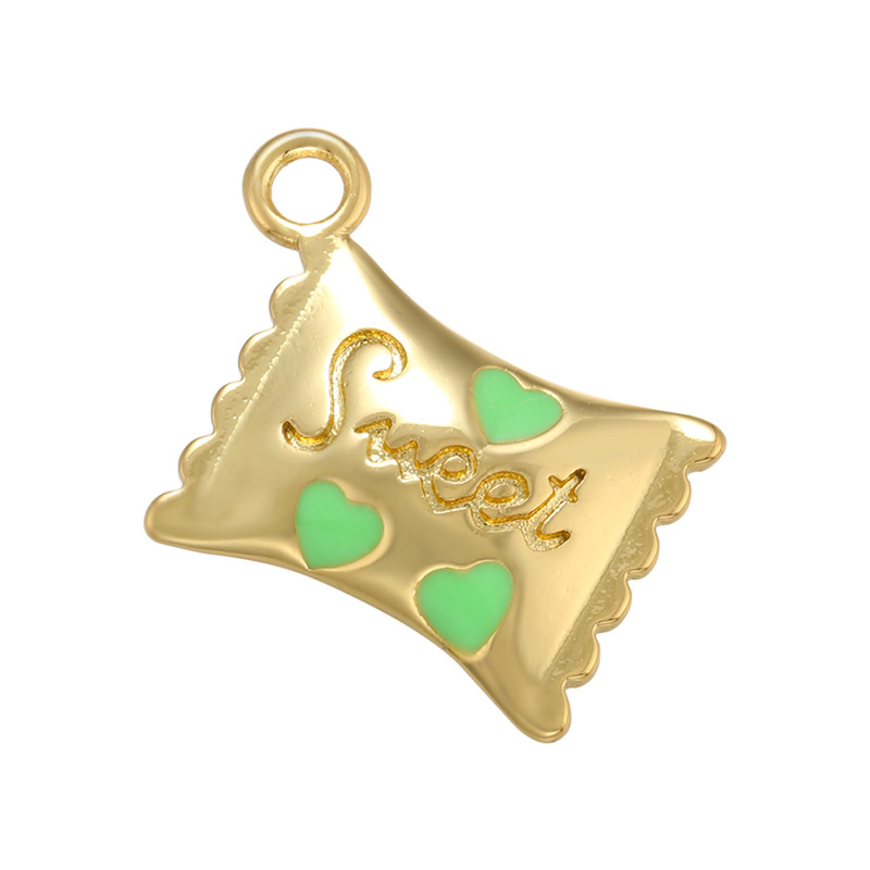 1 Piece Sweet Letter Heart Shape Candy Brass Enamel Pendant Jewelry Accessories display picture 3