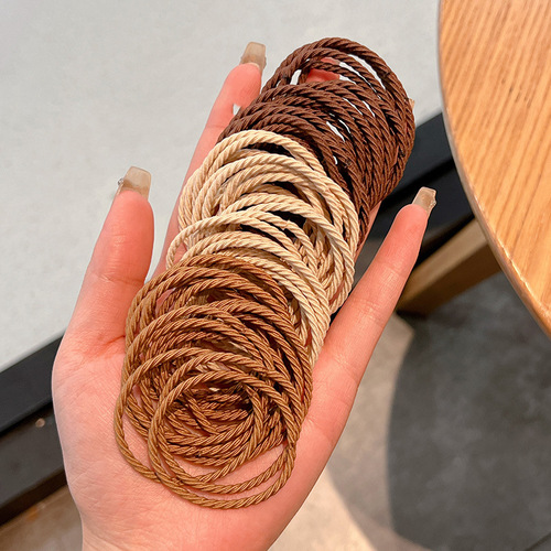 Black high-elasticity and durable rubber band women's simple temperament hair tie  new leather sheath hair rope