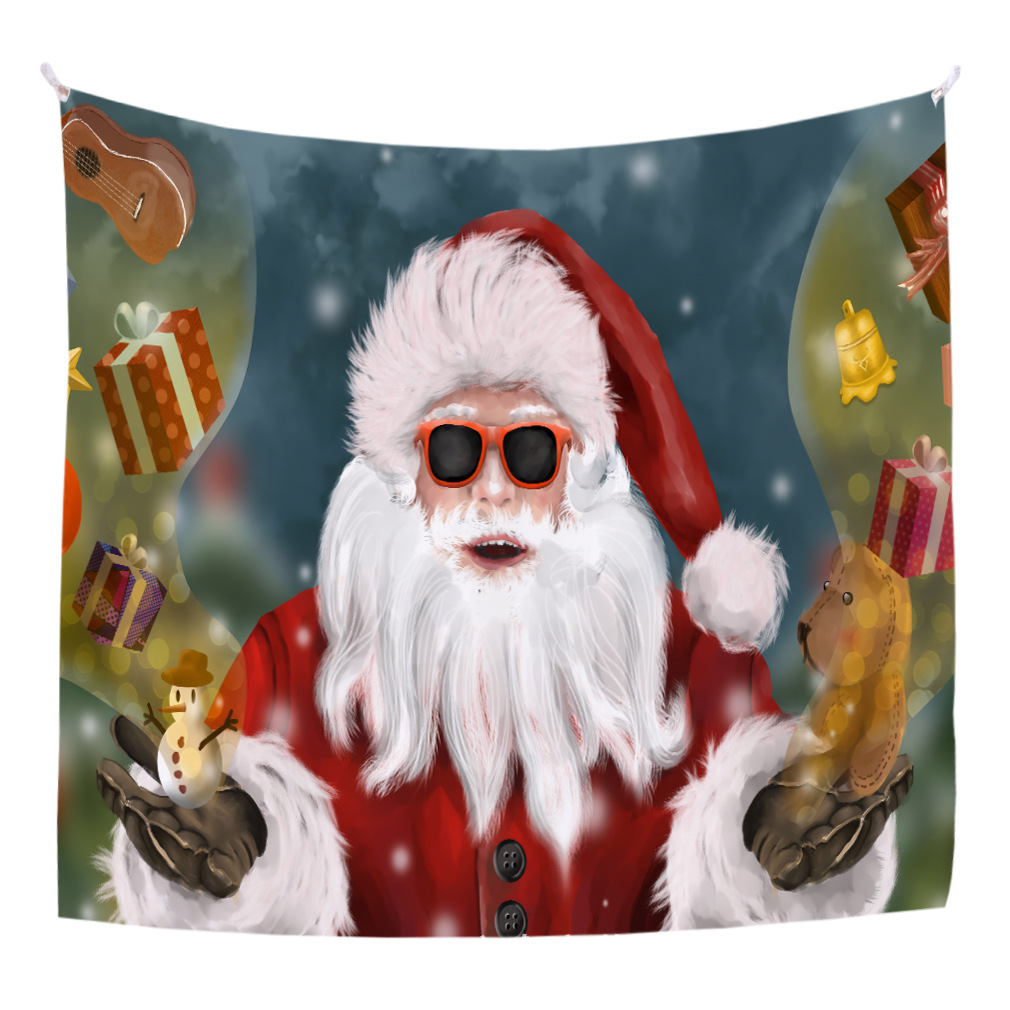 wish 亚马逊 跨境热销新款挂毯圣诞节系列印花家居装饰画直播背景