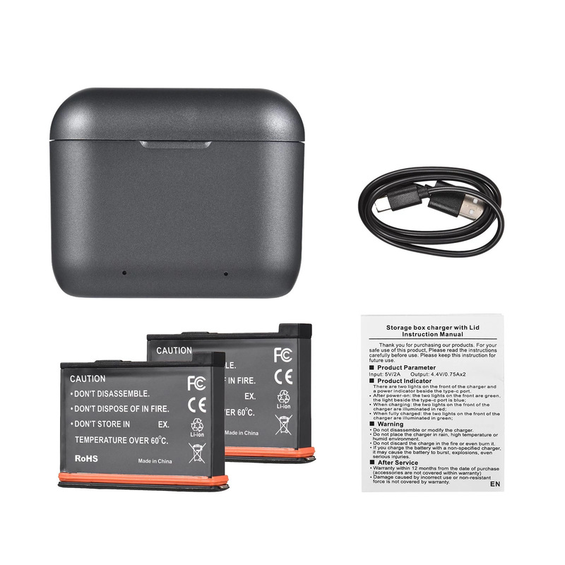 Multifunctional Charging Case, Battery Charger, Two-Battery Set, Compatible with Insta360 X3, Storage Flip Cover Charger