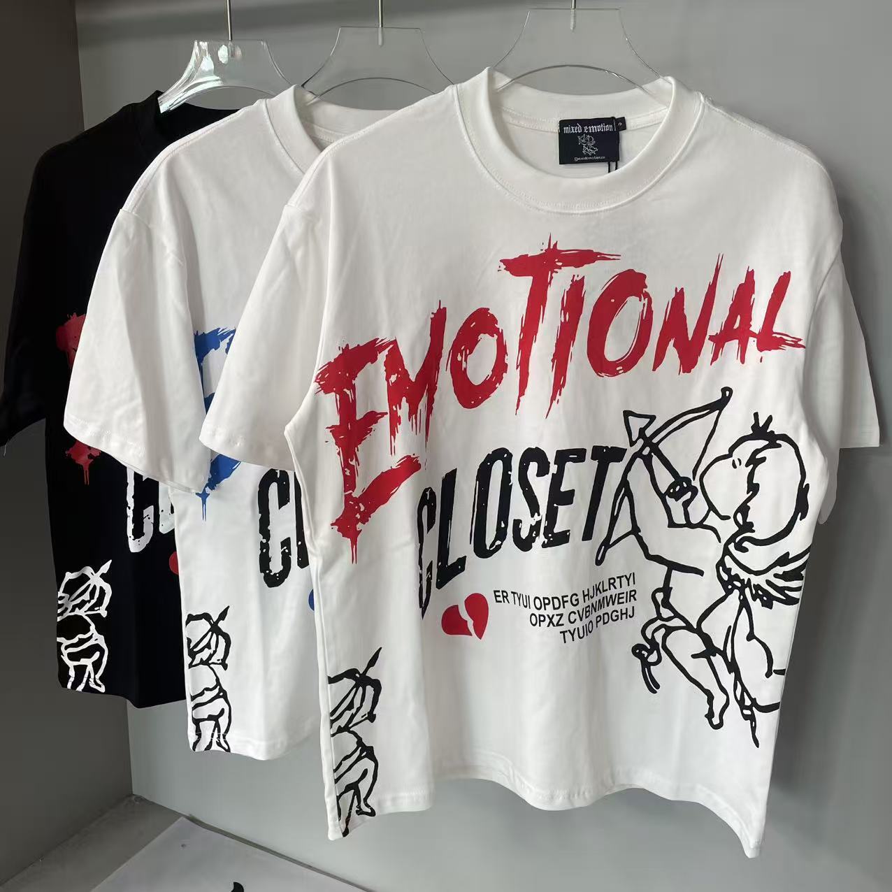 Transfronterizos MIXED EMOTION Ángel Impresión extraterrestre camiseta de hombre y mujer callejera de diamante de cuello redondo de manga corta