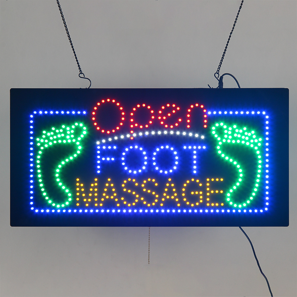 跨境LED广告牌电子招牌炫彩动画灯牌LED OPEN FOOT MASSAGE SIGNS