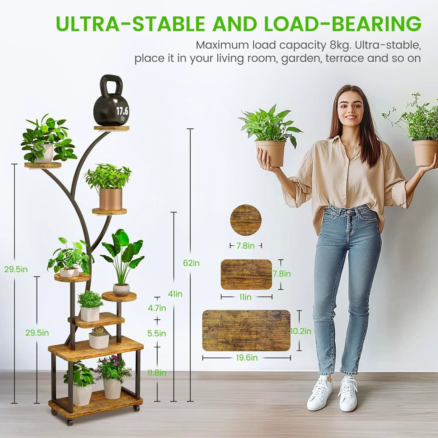 Железная многослойная подставка для цветов напольные зеленые рамы для интерьера декоративные рамы для гостиной с лампой балконные полки бонсай