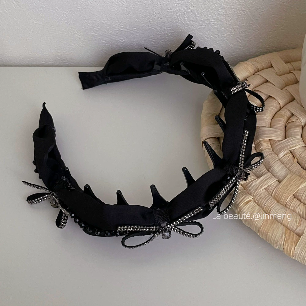Ободок (стиль Chanel) — черная лента и широкий палитра цветов, элегантный корейский дизайн