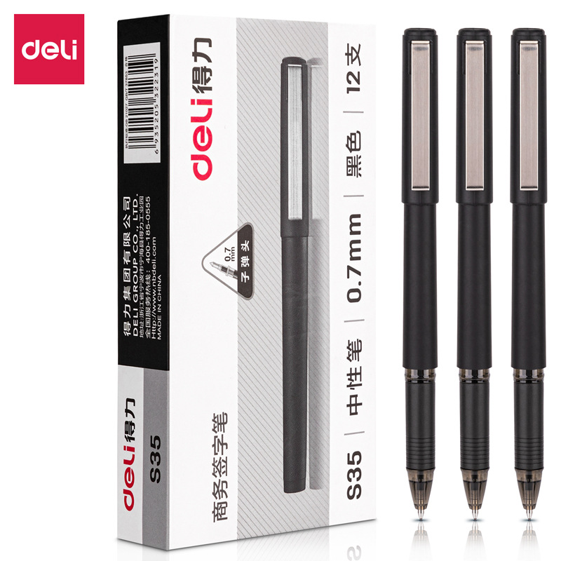 Deli pluma de gel estudiante firma de escritura simple pluma negra oficina de negocios pluma de gel S30 S33 S35