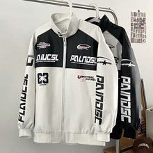 oversize机车赛车服棒球服外套男女秋冬新款潮牌宽松PU皮夹克棉服