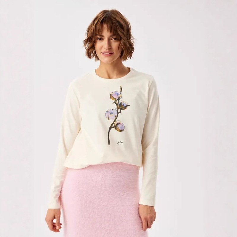 Base Printed Lazy Fashion Long-Sleeved Casual T-Shirt Round Neck 2025 Loose Spring Women's Top New Style Base Printed Lazy Fashion Long-Sleeved Casual T-Shirt Round Neck 2025 Loose Spring Women's Top New Style