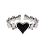 Brand retro set, black adjustable ring suitable for men and women for beloved heart shaped