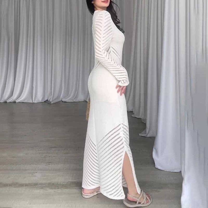 Damen Strickkleid Mit Rundhalsausschnitt Für Den Herbst_voghion.com