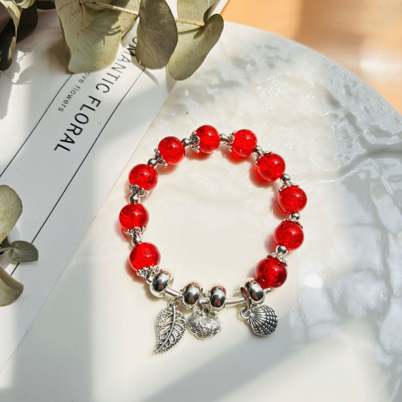 S056-큰 붉은 껍질 잎 안전 버클 팔찌#SZ471용