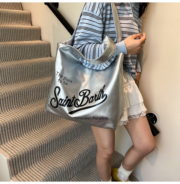 Large-capacity single-shoulder bag for women, 2025 new style, fashionable, casual and versatile tote bag, letter niche design handbag undefined
