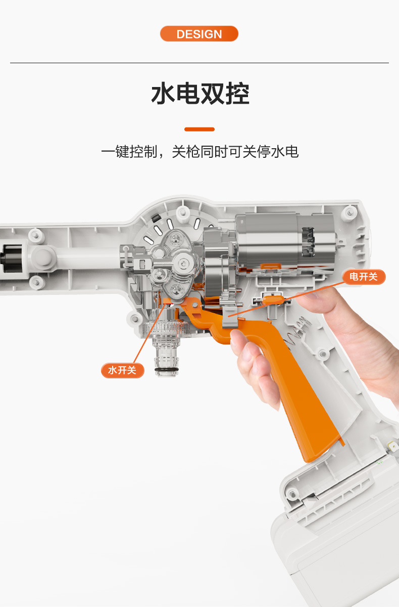 Wireless car washer high pressure water gun household car lithium battery car wash artifact powerful booster portable grab