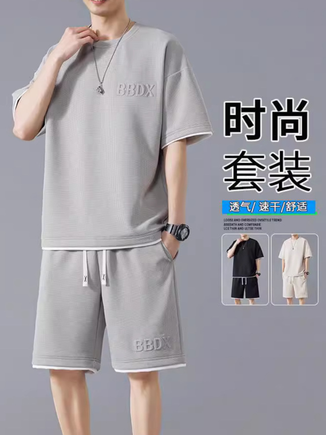 Летний спортивный костюм, футболка с коротким рукавом, комплект