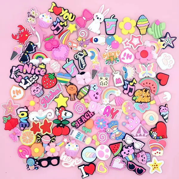 Cross-Border Best-Selling Pink Mixed-Style Clog Shoe Charms DIY Decorative Accessories Cartoon Shoe Decorations Shoe Buckles