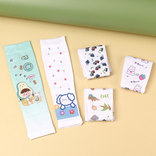 Children's sunscreen ice silk sleeves in summer, skin-friendly and mosquito repellent, cute cartoon printed ice sleeves, baby outdoor arm sleeves