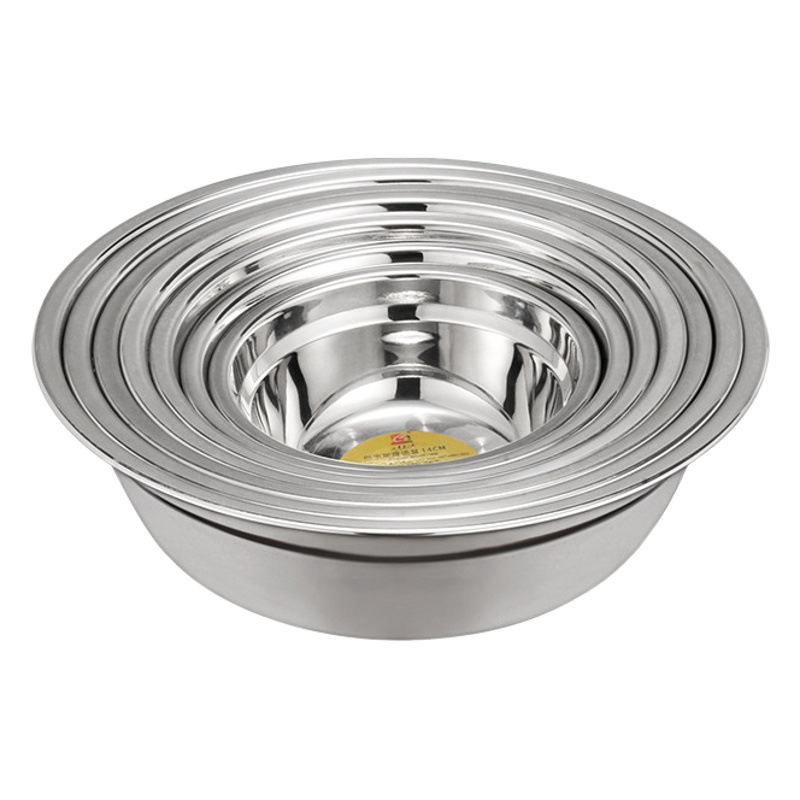 Tazón de acero inoxidable superventas en TikTok al por mayor, tazón multiusos para sopa de uso doméstico, tazón engrosado y profundo, tazón para lavar verduras en la cocina, tazón para batir huevos.