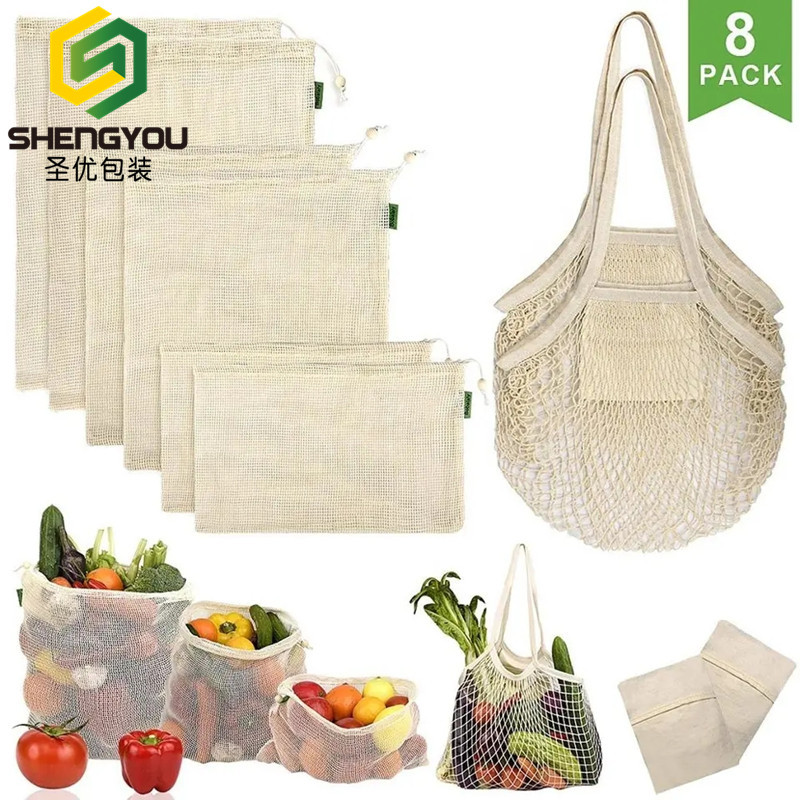 厂家直供水果蔬菜生鲜网兜手提网袋  编织超市购物袋厨房收纳网袋