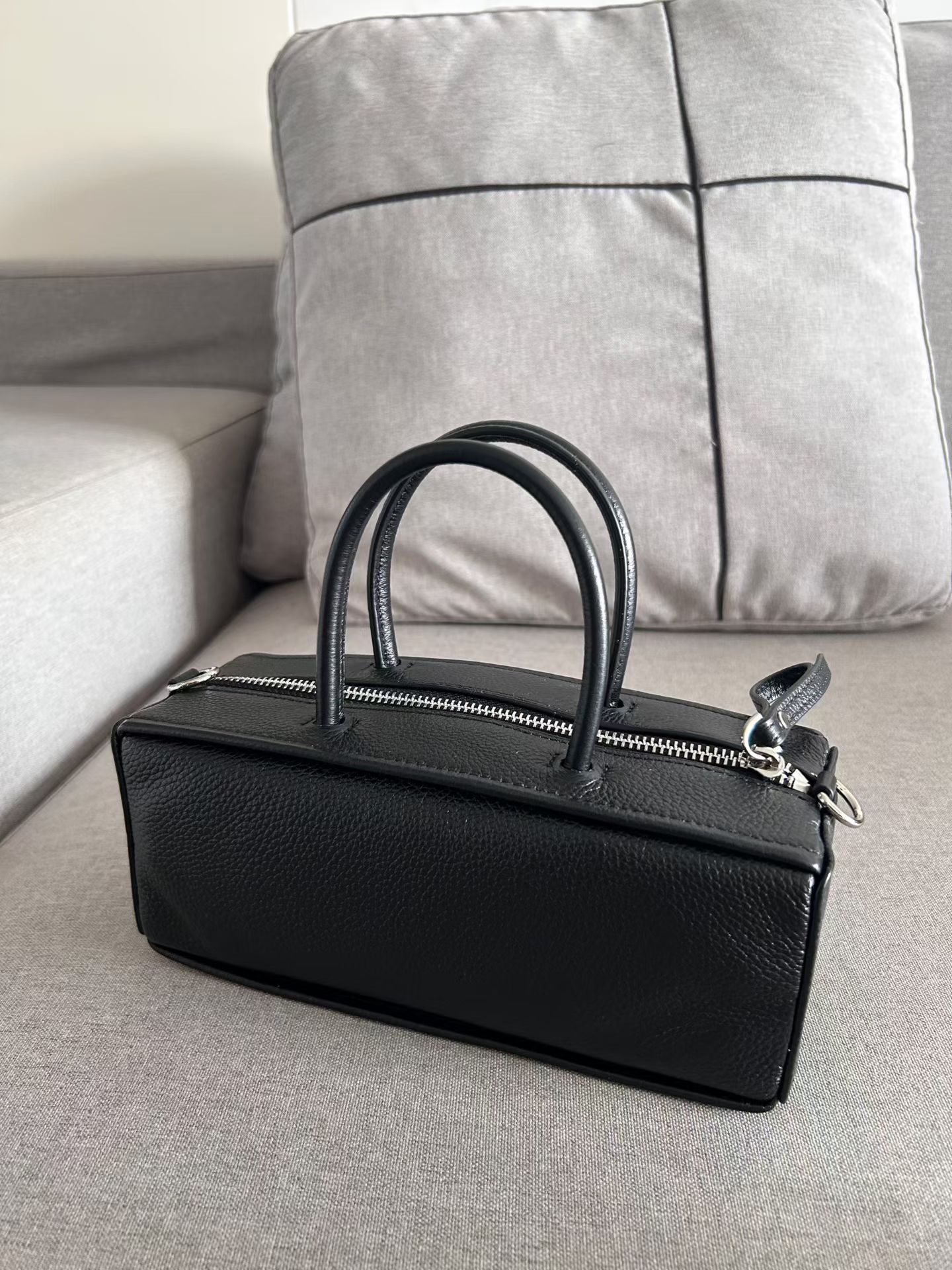 New Korean Style Top Grain Leather Mini Square Bag - Versatile Handbag & Crossbody Baguette - Thumbnail 6