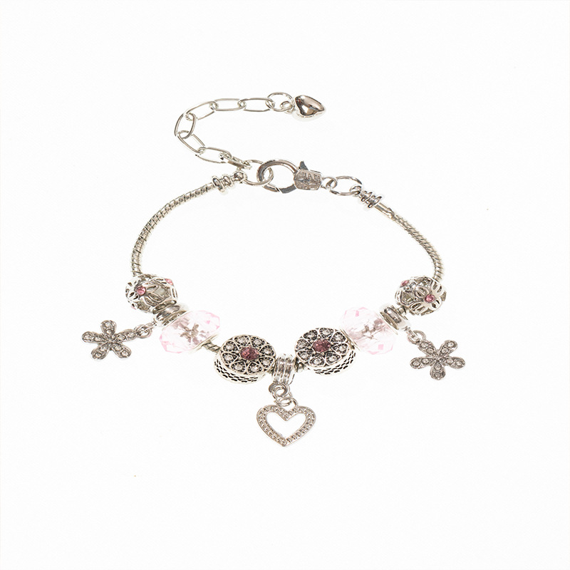 Panjia pulsera Dora DIY cuentas pétalos de amor colgante de cristal rosa accesorios de flores de diamante image 6