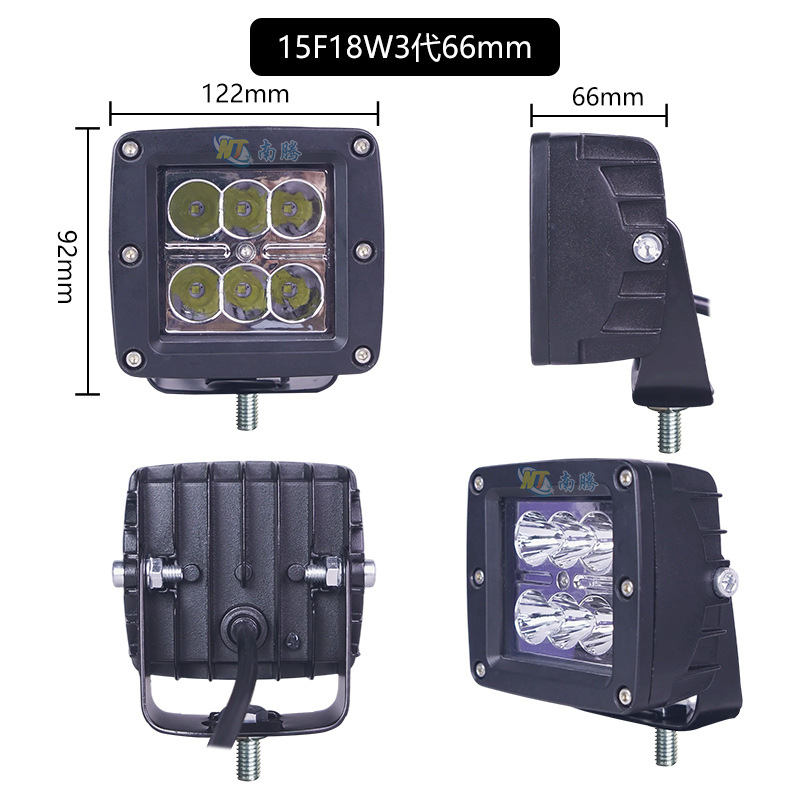 Vehículo todoterreno de alto brillo 6 perlas LED luz de barra delantera luz superior se puede incorporar en el automóvil transformar el foco 12W cuadrado luz de trabajo