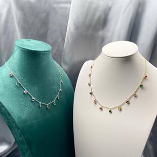 Titanium steel lady necklace color dopamine zircon temperament clavicle chain niche design high sense neck chain