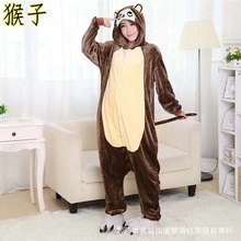 动物棕猴成人卡通连体睡衣秋冬季法兰绒加厚如厕版家居服厂家批发