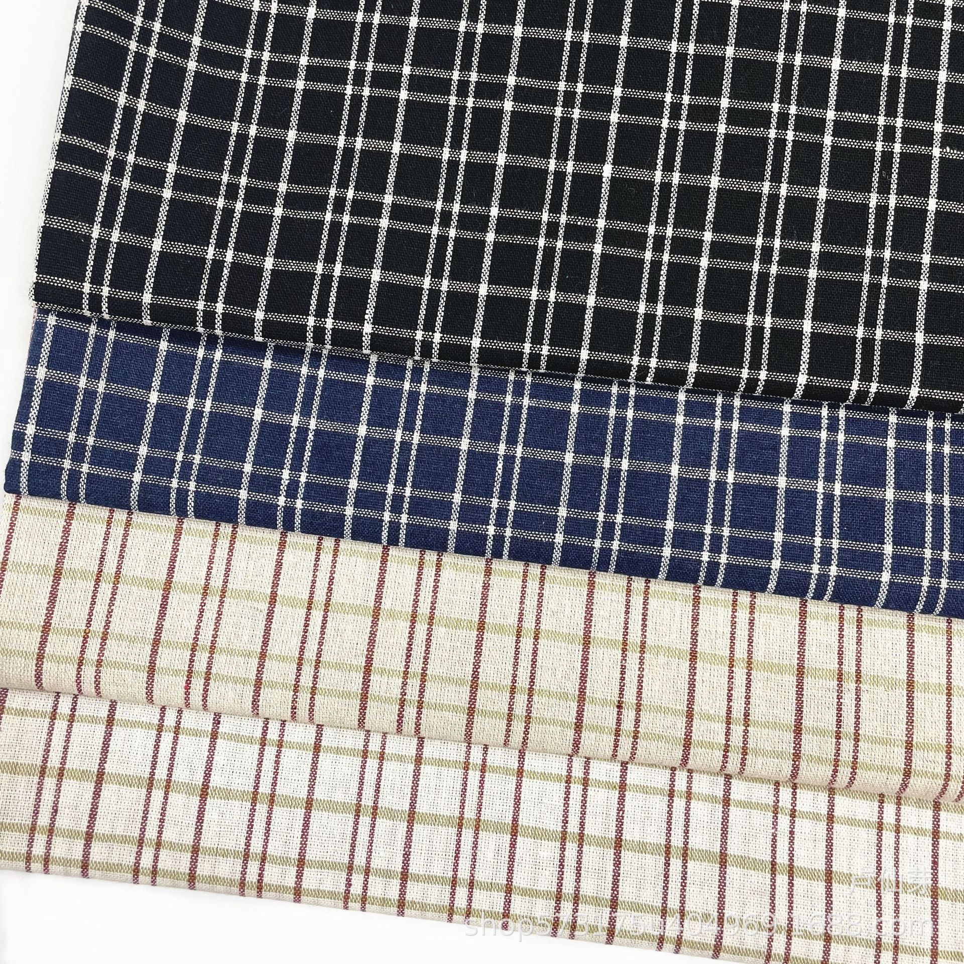 棉麻色织格子布 亚麻棉衬衫布 鞋帽箱包面料 麻布格子现货供应