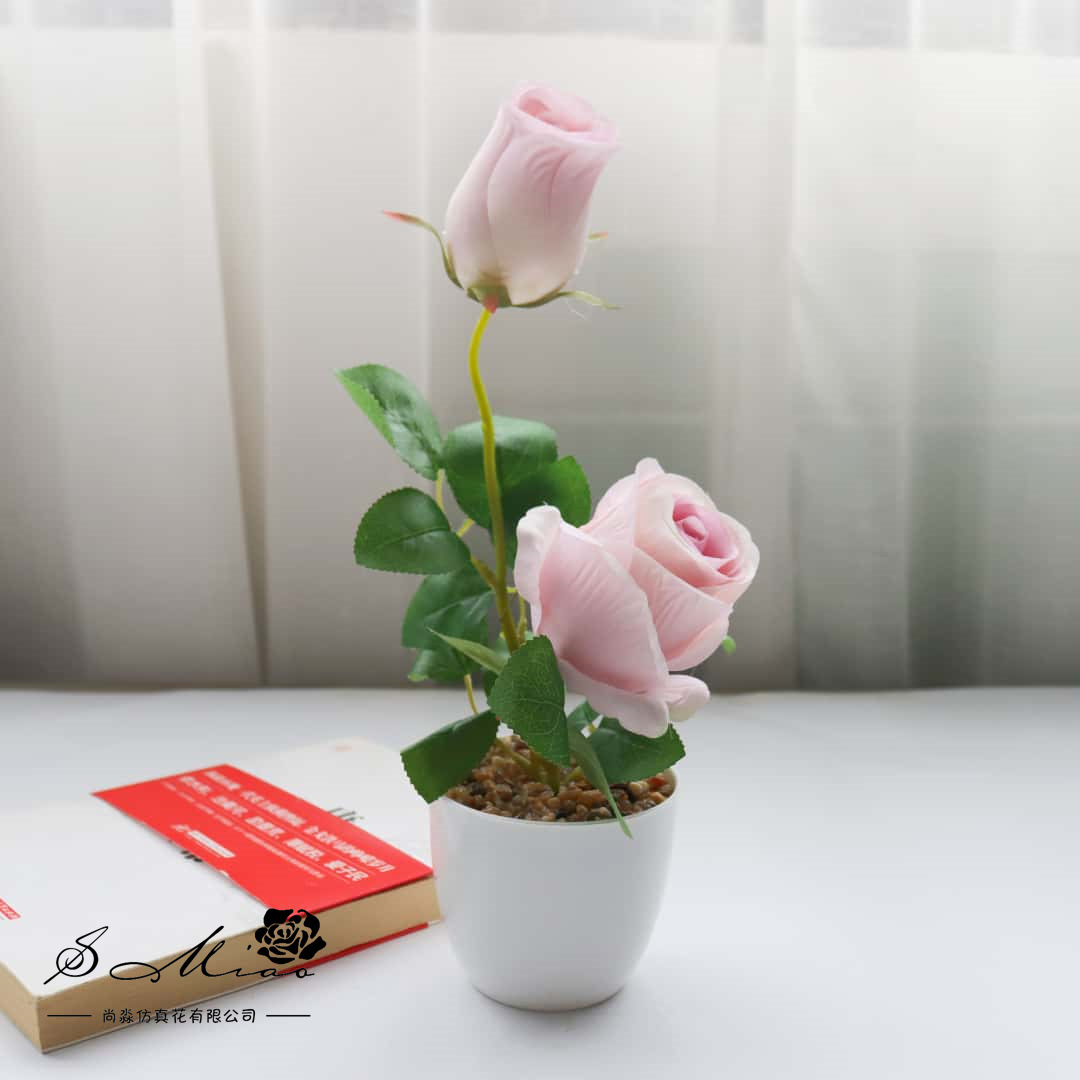 Flores falsas estilo pastoral rosa bonsai simulación flor de moda decoración creativa plantación verde artificial simulación maceta