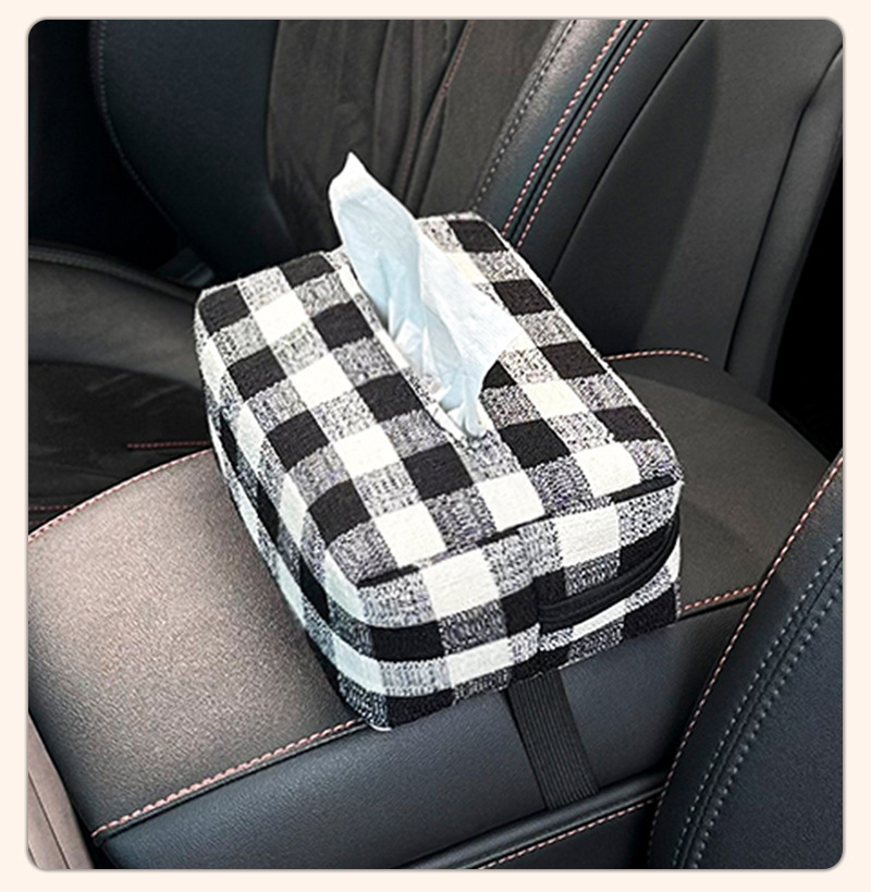 Creative Car Tissue Box, High-End Fabric Car Armrest Box, Paper Box, Multi-Functional Car Seat Tissue Cover