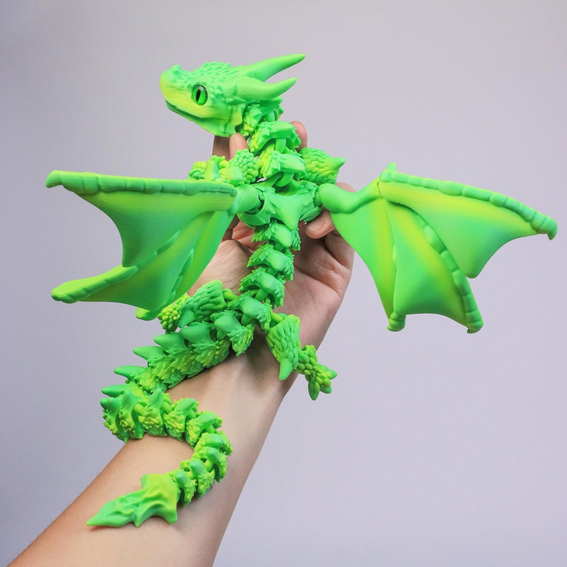 跨境新品3D打印双角恶魔飞龙带翅膀多关节灵活可动模型儿童的玩具|undefined