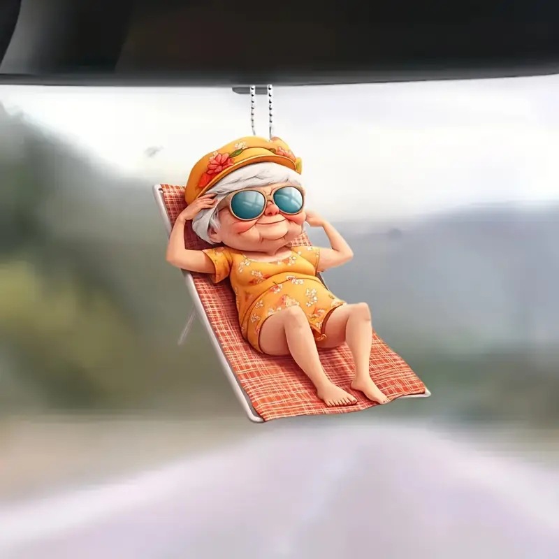 Caricatura creativa nueva vieja mochila acrílica colgante de automóvil transfronterizo espejo retrovisor plano colgante image 3