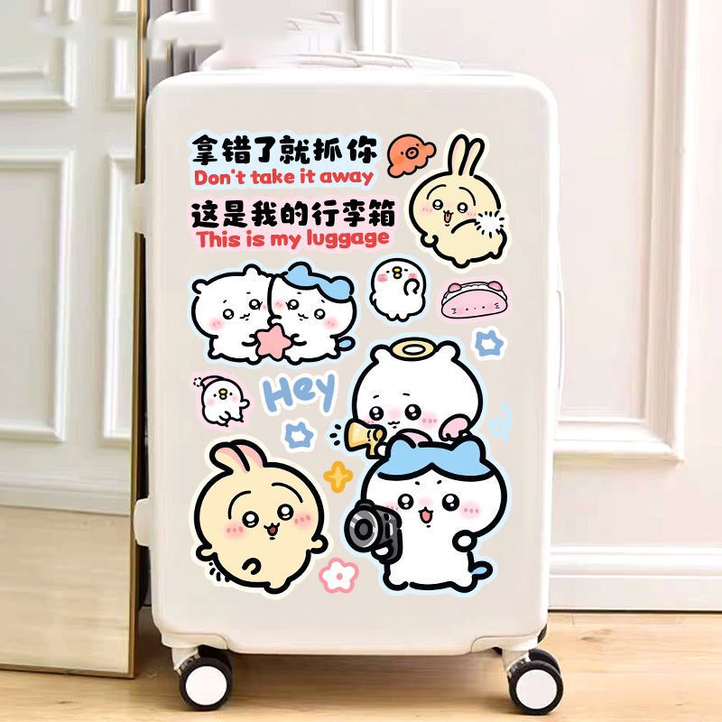 Chiikawa Luggage Stickers Are Waterproof and Leave No Glue Residue, with a High-End Feel, Specifically Designed for Large Travel Suitcases as Anti-Loss Identification Stickers
