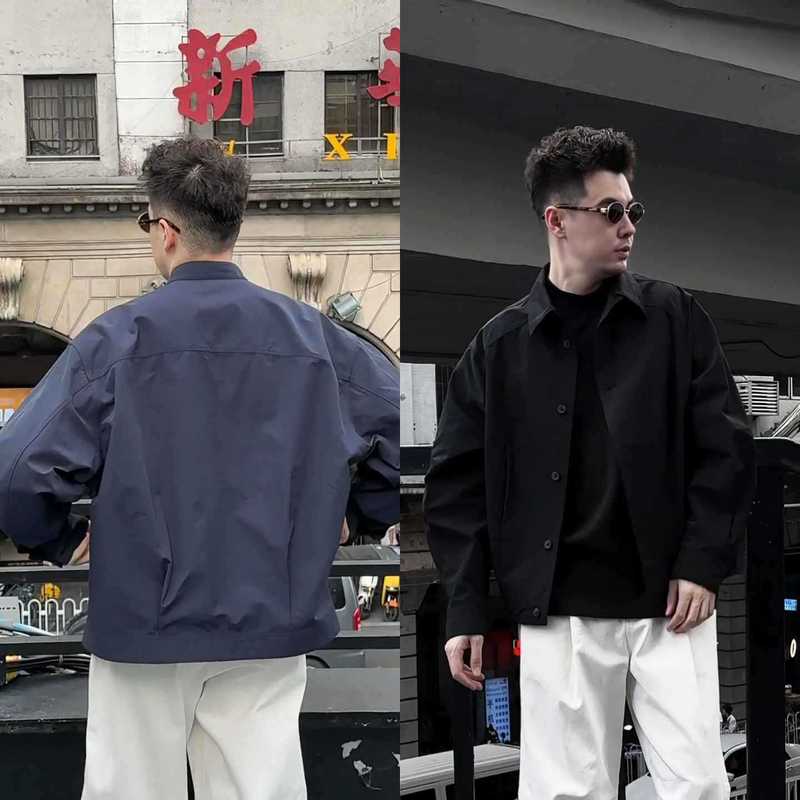 机能风立体解构老钱痞帅衬衫夹克男士时尚休闲百搭纯色气质外套|undefined