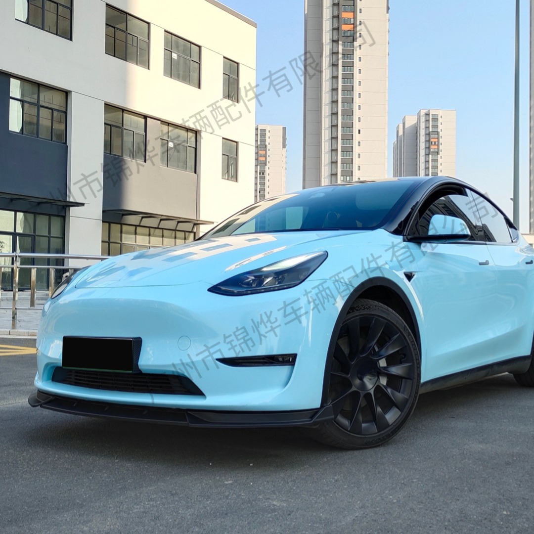 Suitable for 19-24 Tesla Model Y Modified Front Shovel Front Bumper Lower Lip Three-Section Decorative Small Surround Accessories