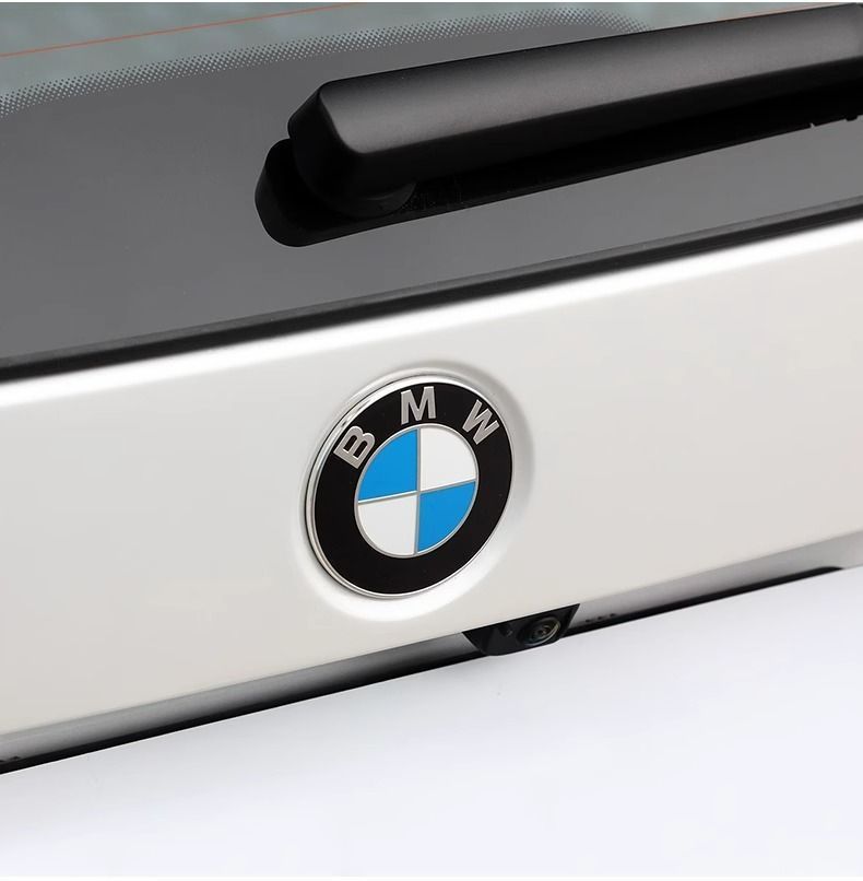 BMW original factory-sized front and rear emblems for 3 Series, 5 Series, X3, X5, X1, X6, X7, Z4, GT, hood, tail, and wheel hub covers