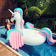 網紅拍照充氣彩翼獨角獸坐騎黃鴨游泳圈粉天鵝浮排浮床氣墊