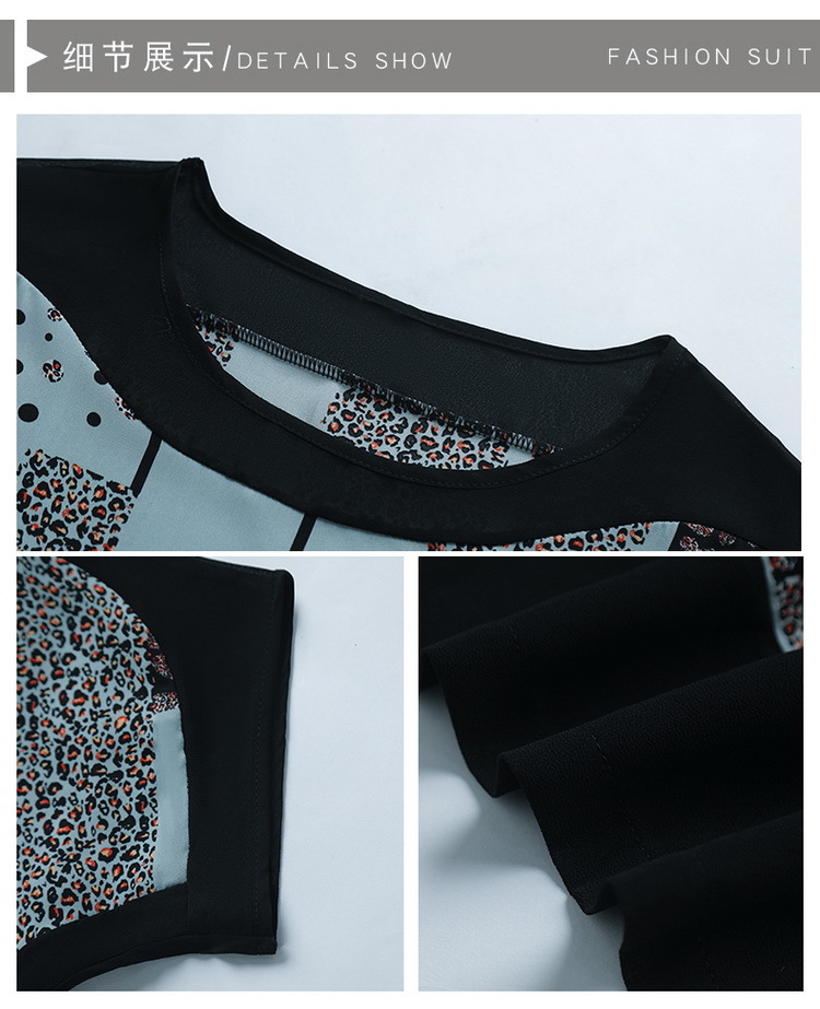 2023 Summer new short sleeve middle-aged and elderly suit female mother's wear plus size high waist cropped wide leg pants two-piece suit fashion